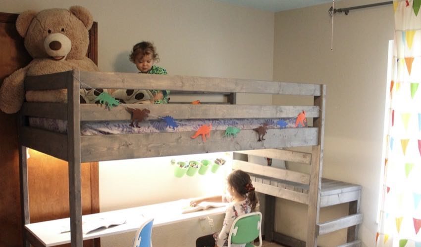 DIY loft bed with desk